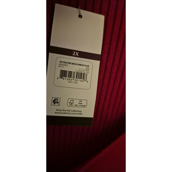 Sofia Jeans Red Knit Long Sleeve Stretchy Maxi Dress Halter Ties 2X NWT - Picture 10 of 10